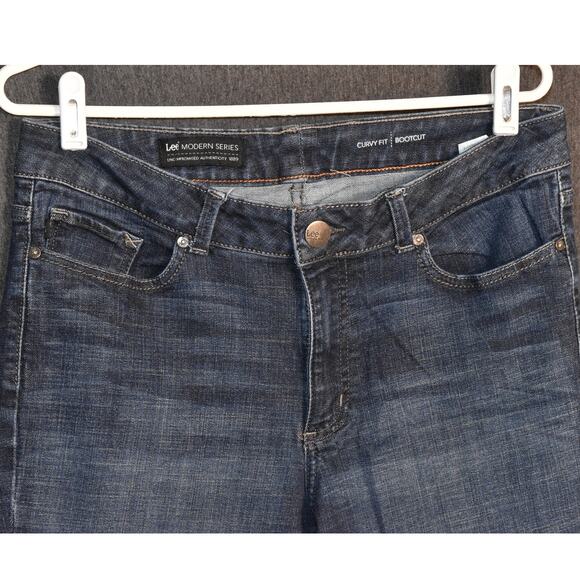 Lee Modern Series Curvy Fit Boot Cut Women's 14 Medium Distressed Denim Jeans - Picture 2 of 8